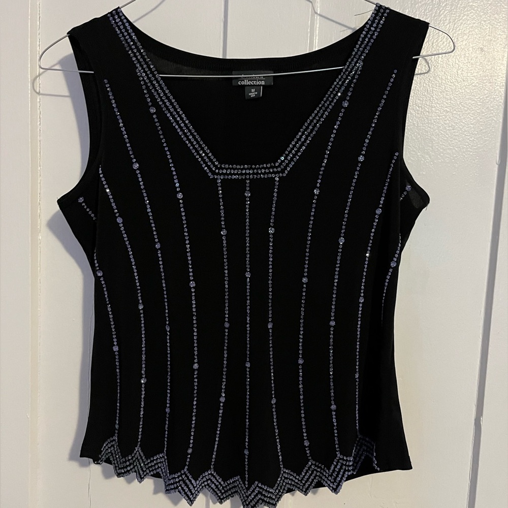 Black with blue gems sleeveless shirt